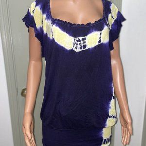 Tryst by Matthew Tops Blouse Tie Dye Size M Purple & Yellow EUC